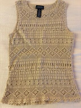 Vintage Cream Crochet Tank Top